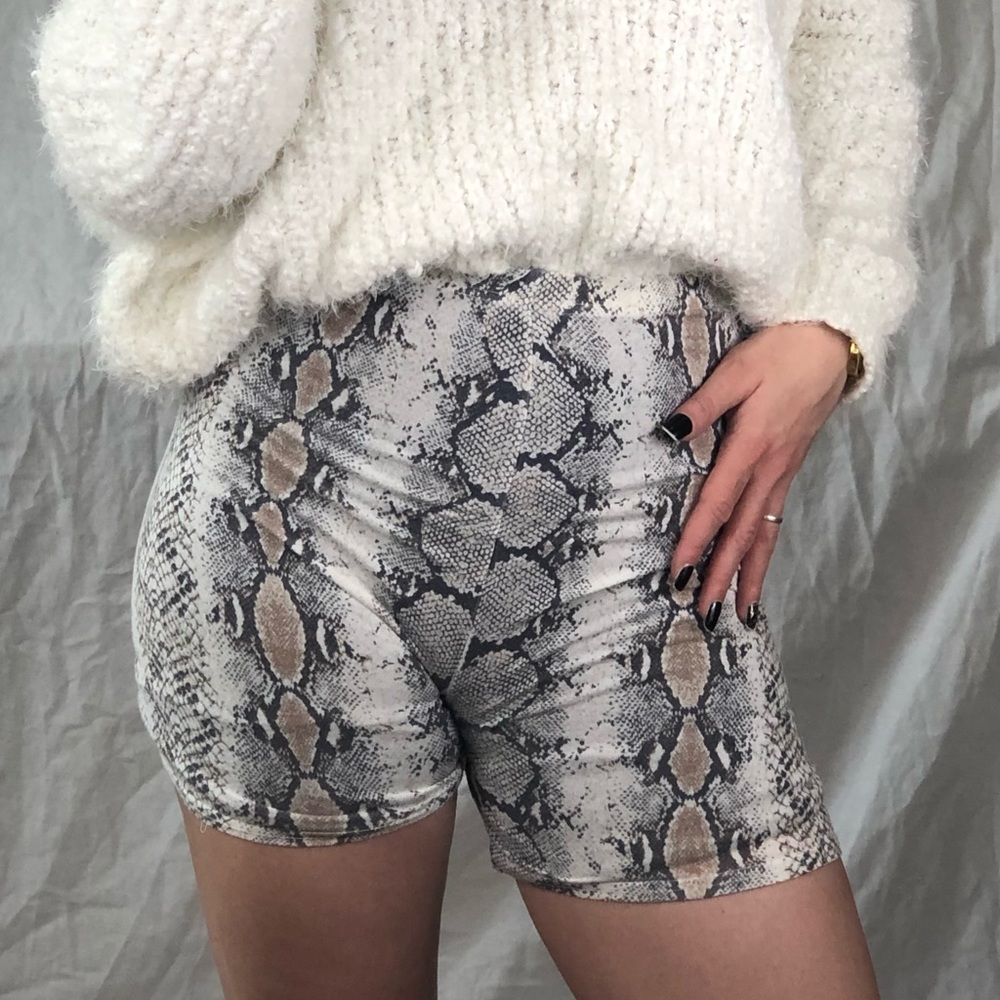 Snake print biker shorts